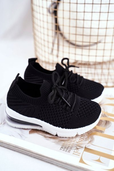 Schnürbare Kinder-Sportschuhe Schwarz Lena