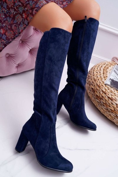 Bottes en daim Sergio Leone pour femmes bleu marine KZ275