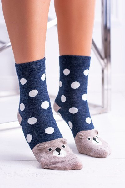 Gepunktete Damen-Socken mit Teddybär-Ohren