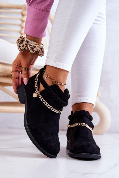 Schwarze Talitha Kettenstiefel aus Wildleder