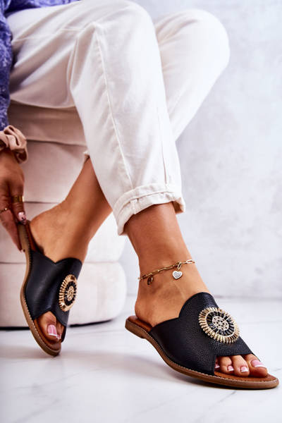 Pantofii la modă din piele Pantofi Lewski 3132/o Negru