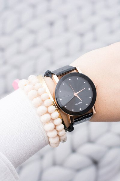 Montre Femme Elégante en Cuivre Noir sur Bracelet