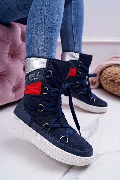 Cizme de zăpadă încălzite de femei pentru femei Big Star Navy Blue EE274657