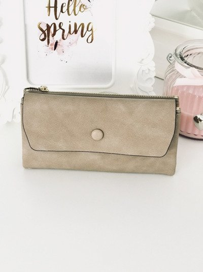 Large Ladies Beige Wallet with Heart Keyring
