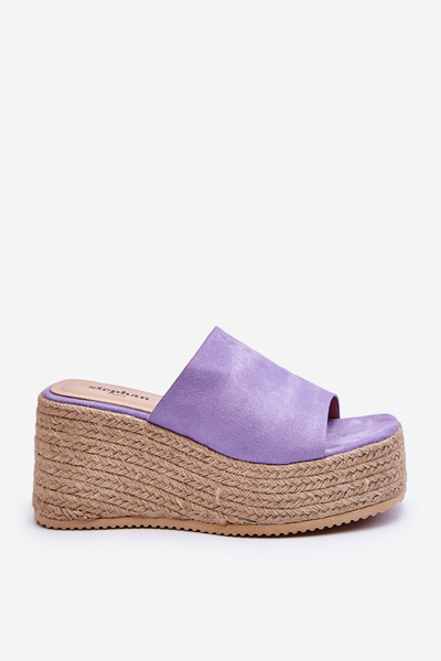 Damen-Pantoffeln mit Keilabsatz und Plateau Violett Ysabel
