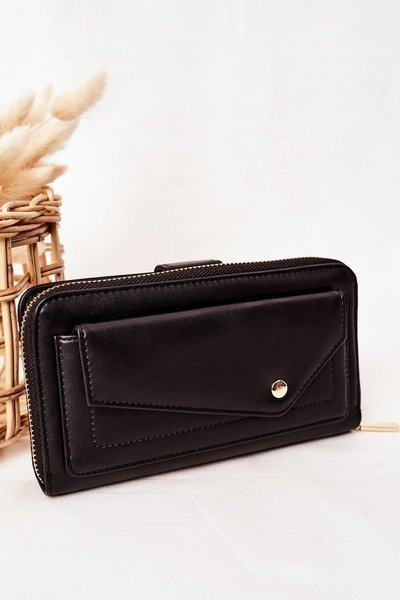 Grand Portefeuille Femme Avec Poche Noir