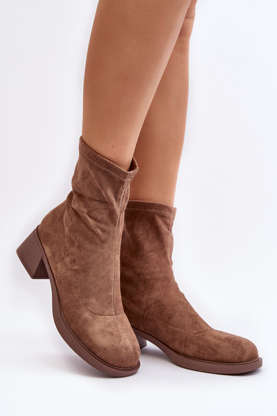 Bottines à talons bas pour femmes marron Aphroteia