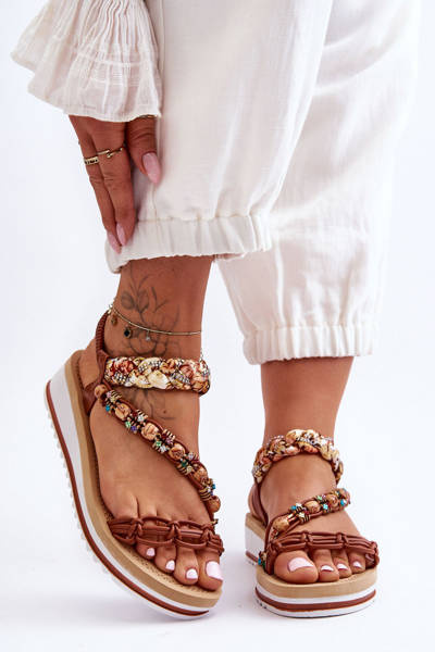 Comfortable Women's Wedge Sandals Brown Jodie