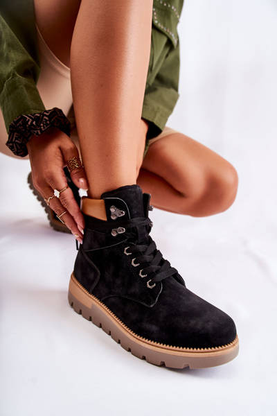 Bottines En Cuir Sur La Plateforme Noir Ressa