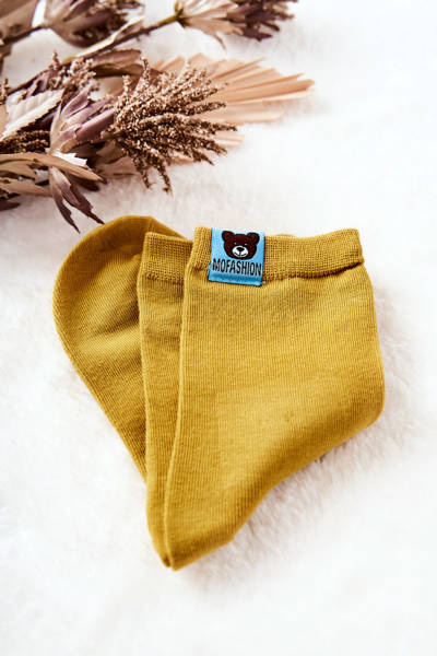 Chaussettes enfant avec ours en peluche Jaune