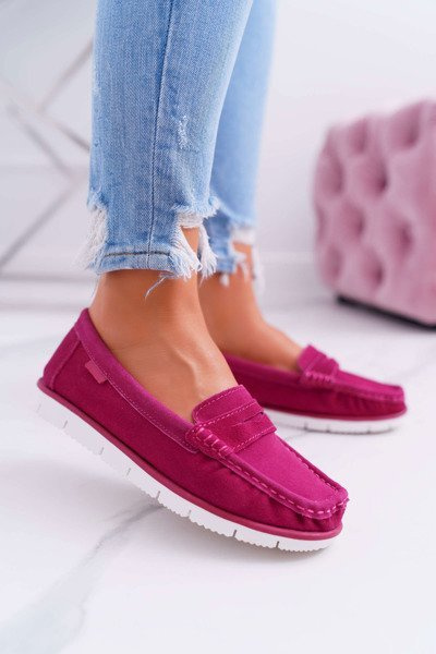 Femei din piele de piele de căprioară Fuchsia Lauren Mocasins
