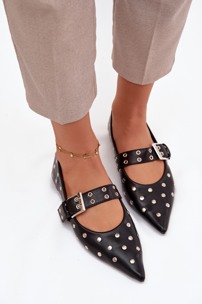 Ballerines avec sequins et boucle Cuir écologique Noir Arlenne