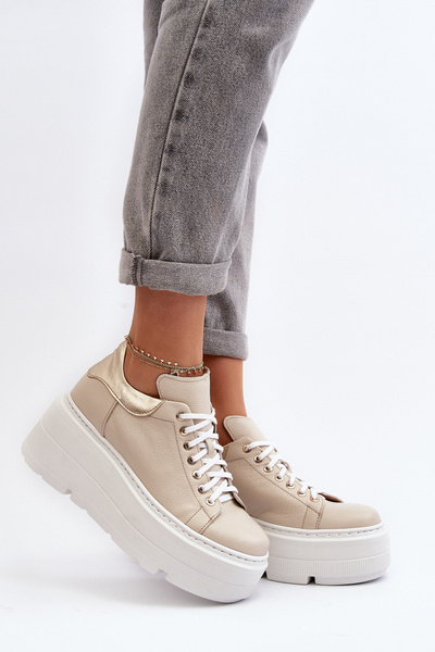 Zazoo 10165 Chaussures de sport pour femmes sur plateforme épaisse Beige