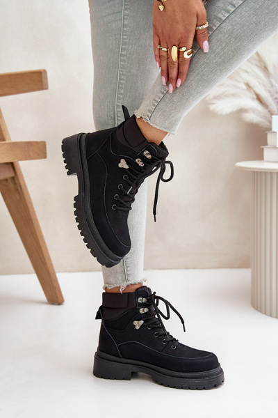 Bottines à lacets noires pour femmes Rabaria