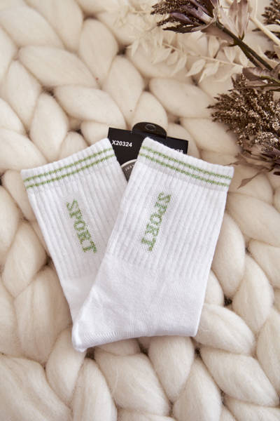 Damen Sportsocken Vertikale Inschrift Sport Weiß