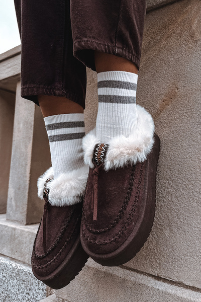 Bottes d hiver pour femmes avec fourrure sur plateforme chocolat Rosmira