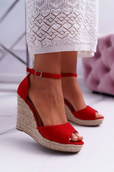 Sandales Femme Sur Espadrilles Ancre Trame Rouge