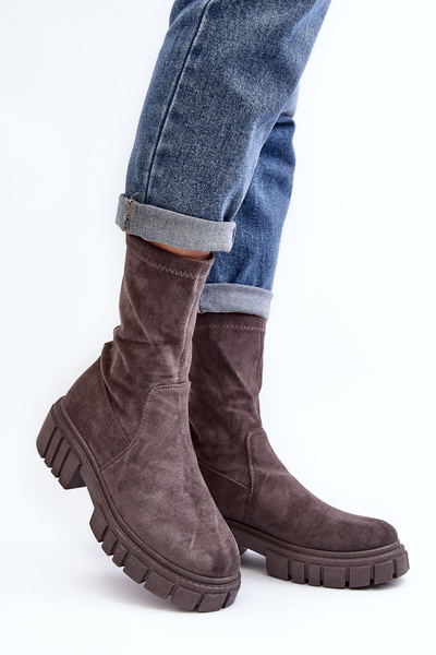Graue flache Arbeitsstiefel Divella