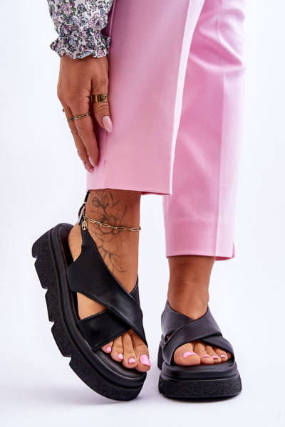 Fashionable Platform Sandals Black Chester