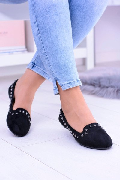 Schwarze Ballerina Lords mit Nieten Randal