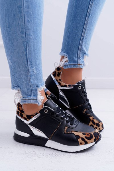 Pantofi de leopard pentru femei sportive Fippo negru