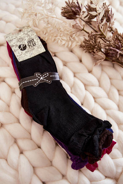 Lot De 5 Chaussettes Unies À Volant Femme Multicolore