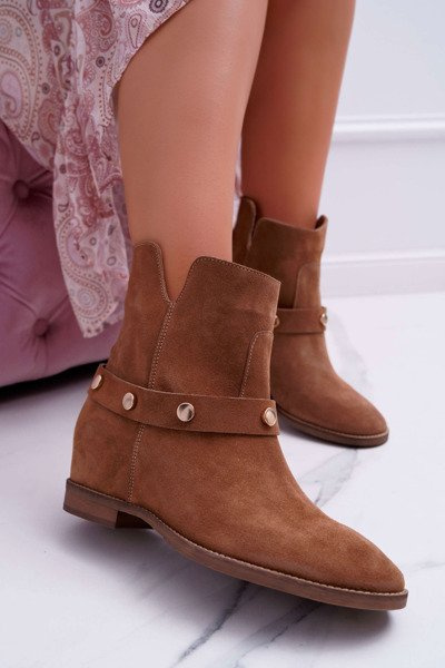 Damen Stiefel Laura Messi 1890 Leder Wildleder Dunkel Camel Darmah