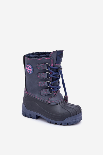 Bottes de neige hautes chaudes pour enfants avec cordon de serrage Navy Lee Cooper LCJ-24-44-2843K
