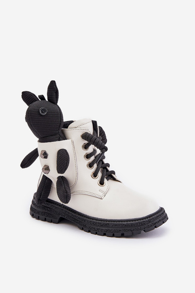 Bottes Enfant Isolées En Cuir Avec Fermeture Éclair Et Ours Blanc Vinceza 36261