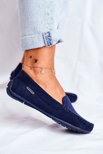 Women's Mocassins Navy Blue Suede Morreno