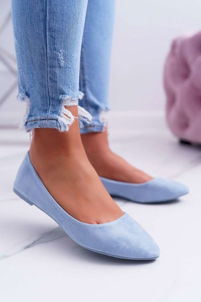 Blaue Damen Bueno Wildleder Ballerinas