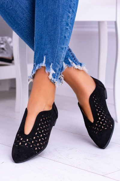 Lu Boo Black Suede Suede Slip-on Half-Synthia Synthia