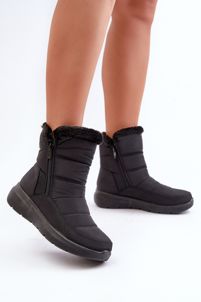 Bottes De Neige Pour Femmes Avec Fermeture Éclair Et Fourrure Noir Dritane