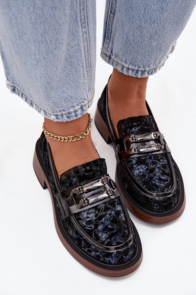 Bőr nubuk női mokaszin különleges részlettel D&A MR52-178 Fekete