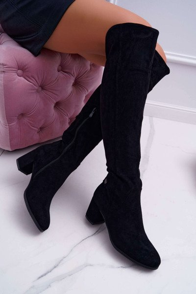 Damen Stiletto Stiefel Wildleder Schwarz Torgos