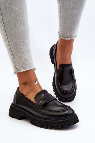 Mocassins femme Flanila noirs avec bride