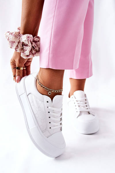 Baskets Femme Sur Plateforme Blanc Miel