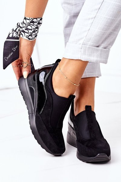 Vinceza 10593 Schwarze Turnschuhe mit Keilabsatz