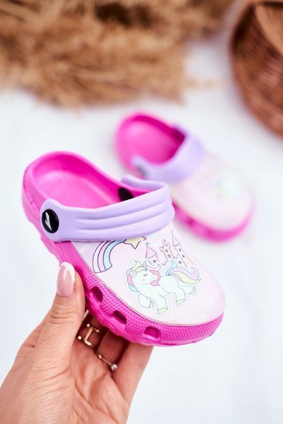 Chaussures Enfant Claquettes Mousse Poneys Roses Poney