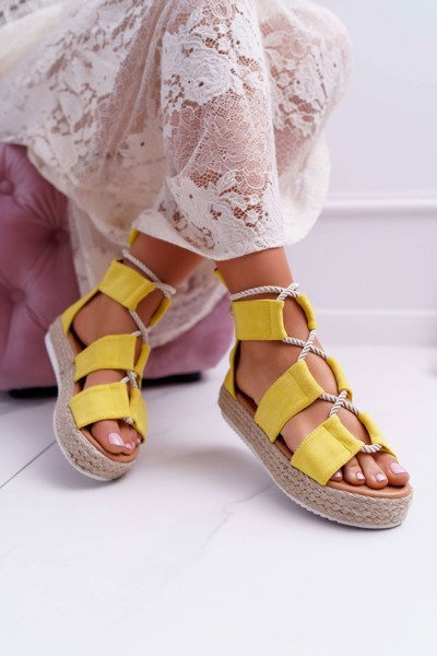 Sandales Plateforme Femme Daim Jaune Ergola
