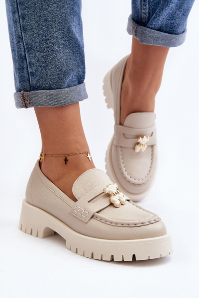 Mocassins en Cuir avec Ours CheBello 4291 Beige Clair