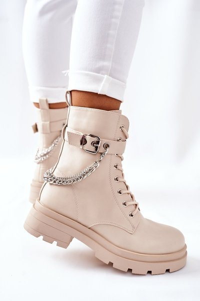 Bottes hautes sur une plateforme massive Beige Chicago