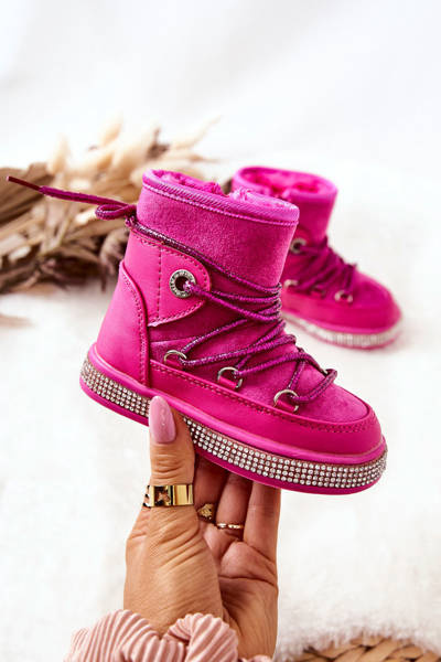 Bottes de neige pour enfants avec zircons Fuchsia Wellma