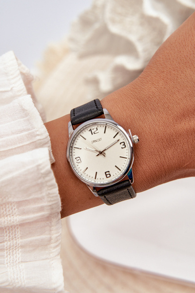 Montre Femme avec Bracelet en Cuir Eco Noir Ernest E62177