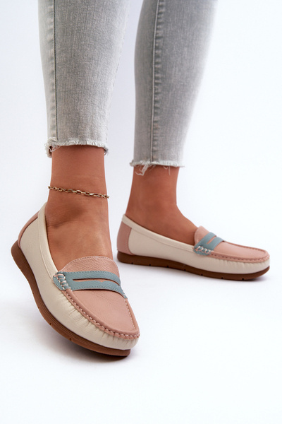Mocassins en simili cuir rose pour femmes Vikitara