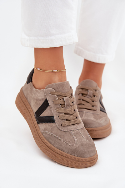 Wildleder Damen Sneakers Auf Plattform Vinceza 79562 Dunkelbeige