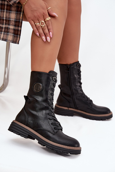 Bottes de travail pour femmes avec détail décoratif isolées noires Dorialine