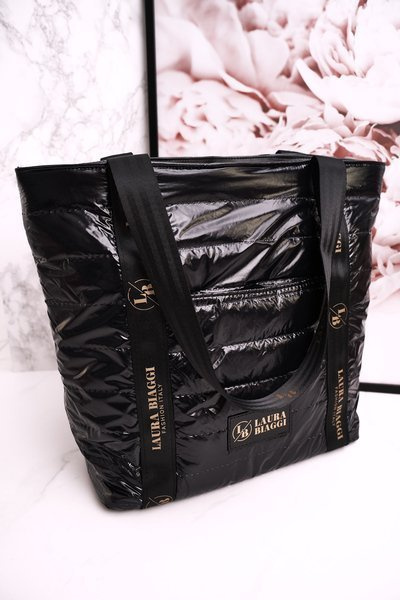 Large Shopper Bag LAURA BIAGGI Black Golden Logo