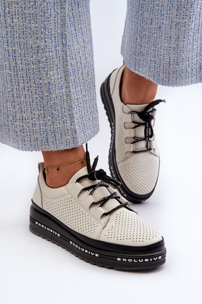 Mocassins Plateformes en Cuir Femme S.Barski LR769A Beige
