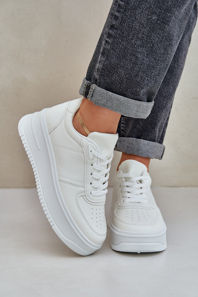Damen Sneakers Auf Plattform Mit Dekorativem Schnürsenkel Weiß Mistra